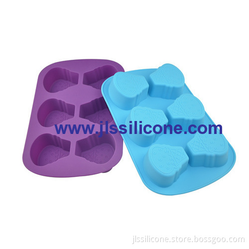 6 Cavity Ice Cream Silicone Baking Molds Cake Bake Pan